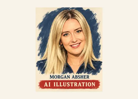 AI-generated editorial illustration of Morgan Absher, not a documentary photograph
